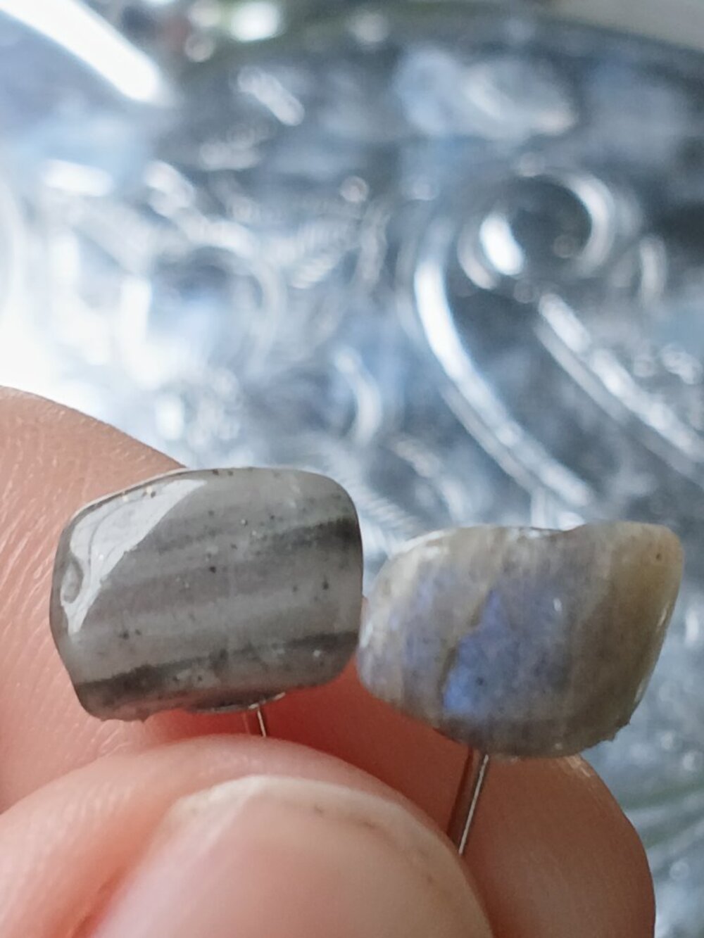 Labradorite Crystal Chip Hypoallergenic Stud Earrings